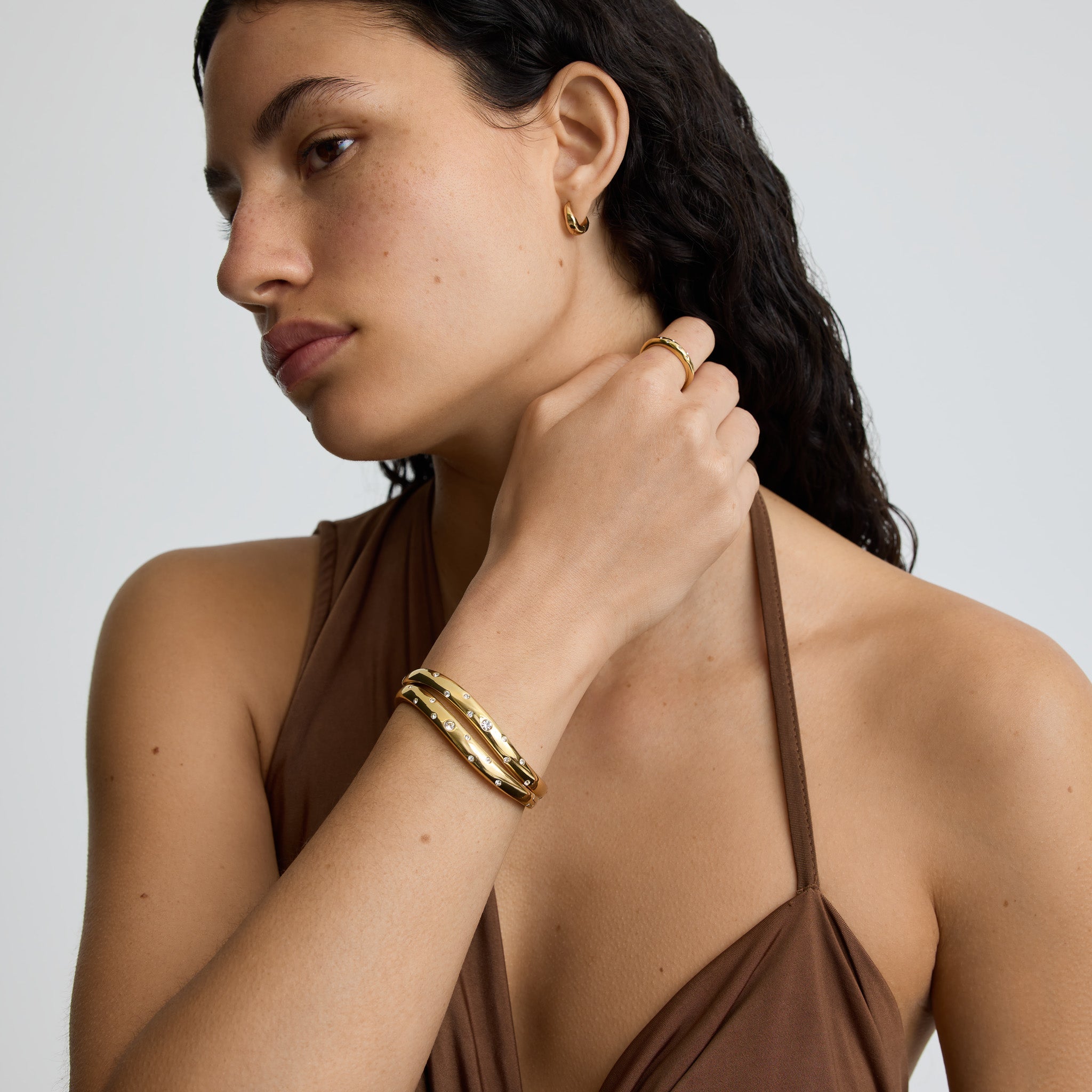 Wave Bangle with Stones